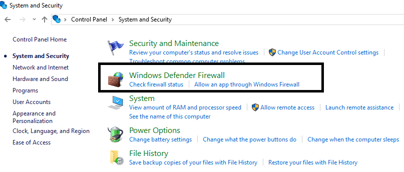 Click on the Windows Firewall | Fix No Install Button in Windows Store