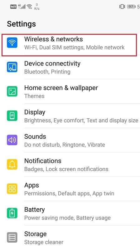 Click on Wireless and networks | How To Find Wi-Fi Password On Android