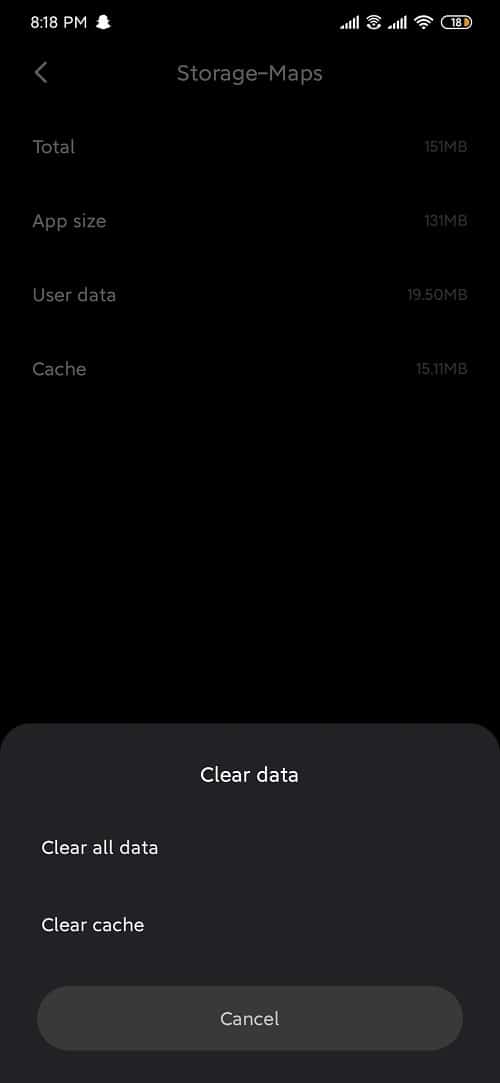 Select clear all data