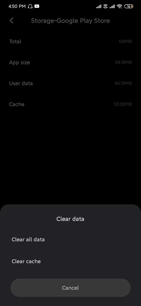 Select clear all data/clear storage