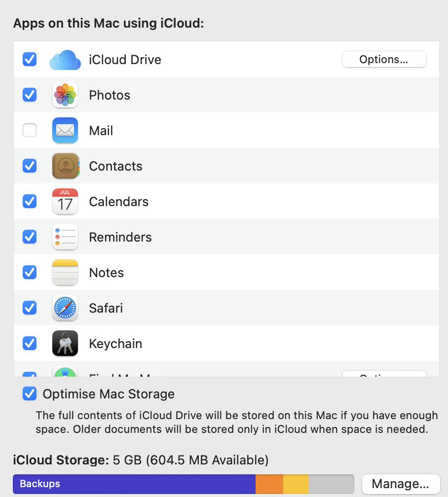 Seleccione iCloud y desmarque la casilla cerca de Noticias. Problemas de macOS Big Sur