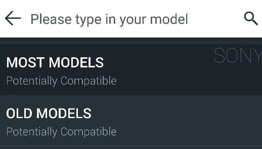 Select model according to your requirements. The ‘Most models’ option works for most of the devices