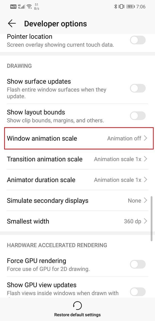 Select the “Animation is off” option | How To Speed Up A Slow Android Phone