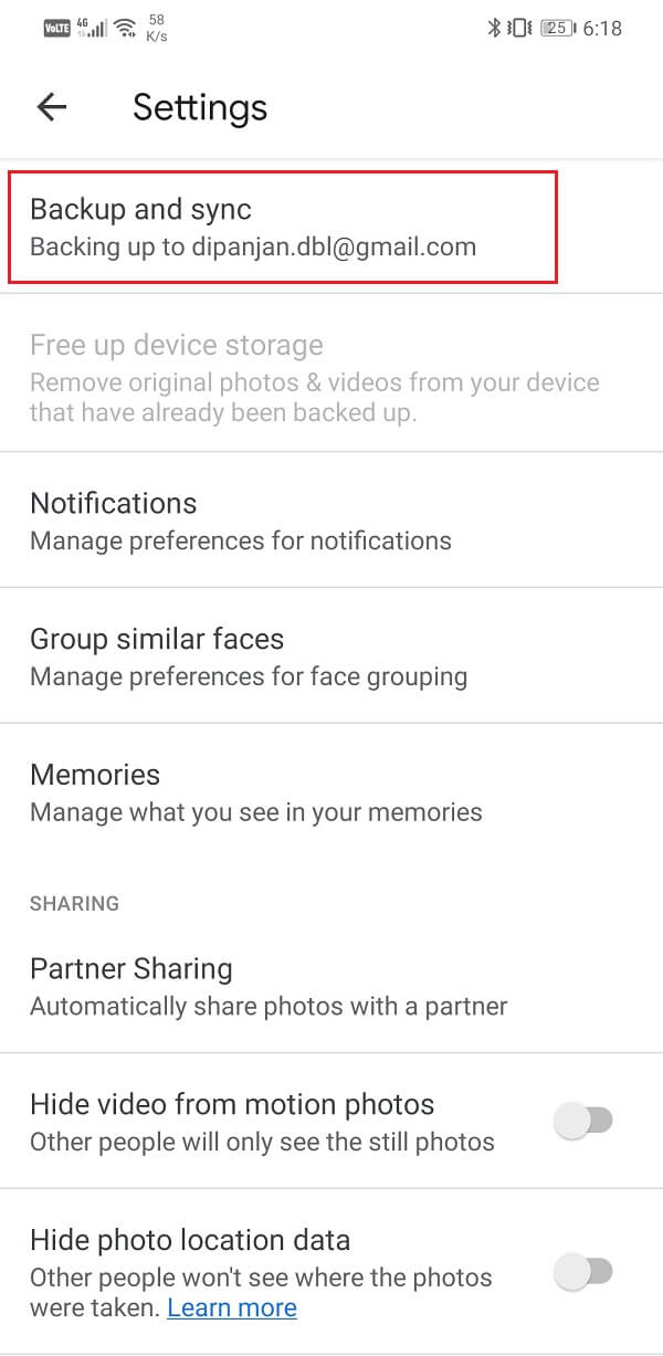 Select the Backup & sync option | Transfer data from your old Android phone to new one