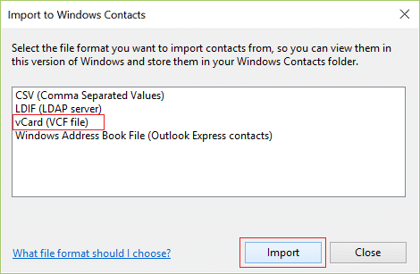 Select the CSV (Comma Separated Values) option