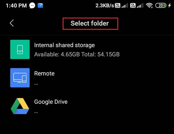 Select the Folder to move your video.