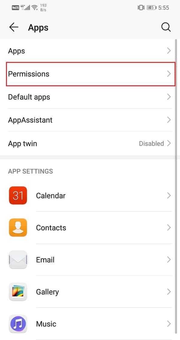 Select the Permissions tab | Fix Google Calendar not syncing on Android