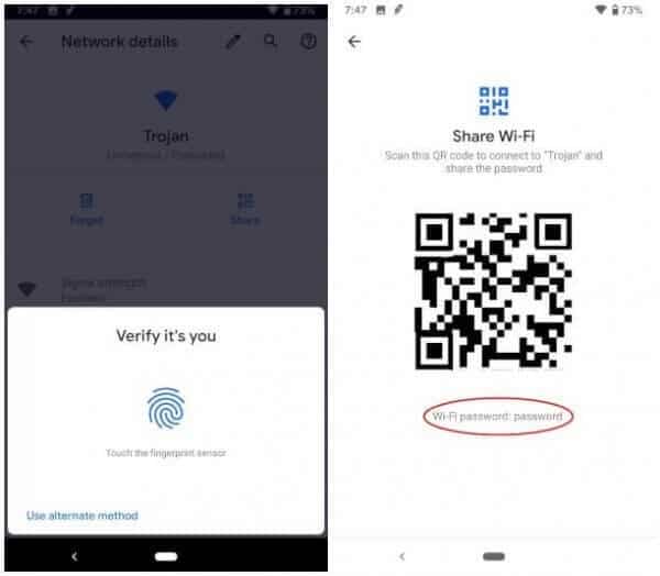 Select the Share option, which has a tiny QR code logo | How To Find Wi-Fi Password On Android