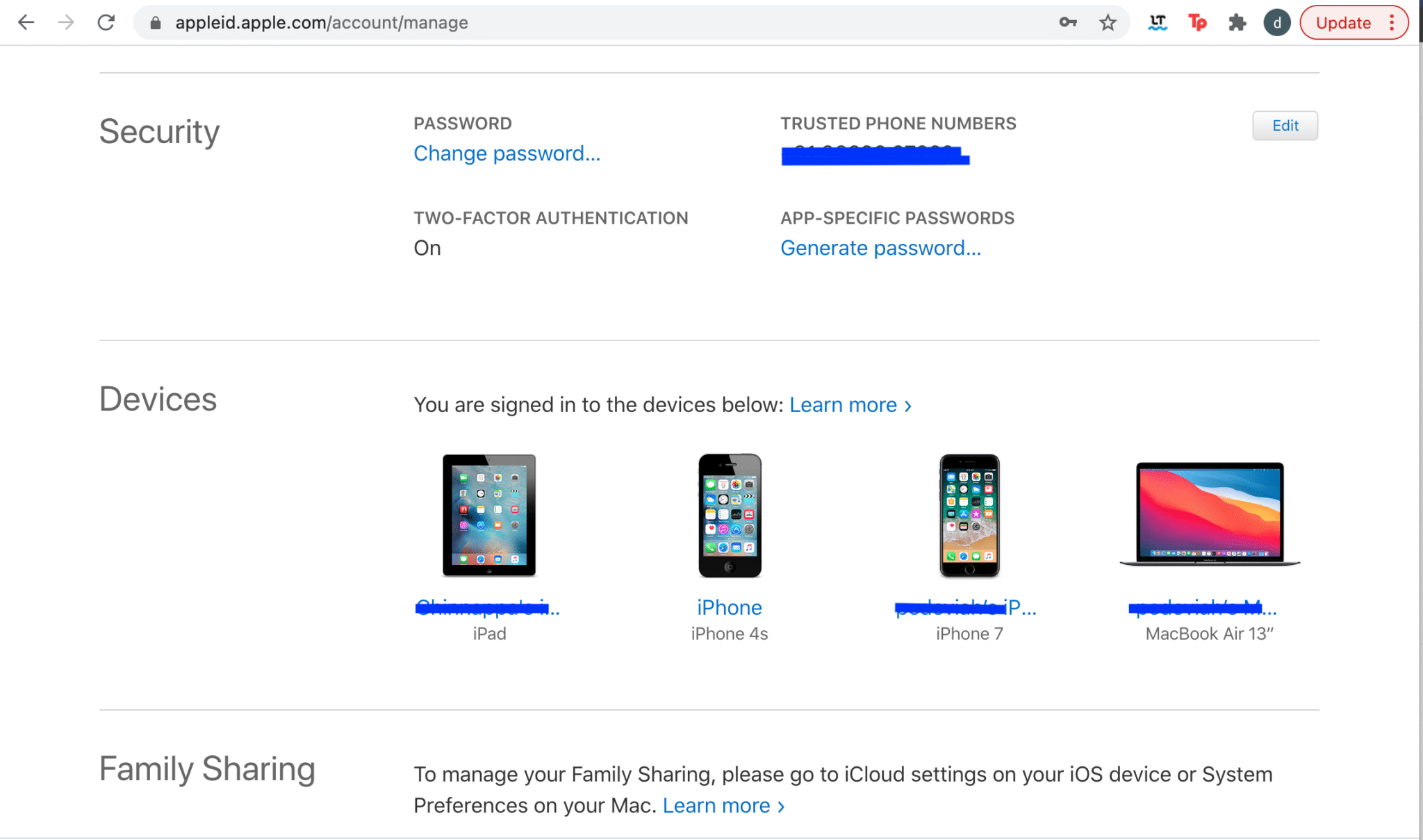 Select the desired device under the Devices section to check the serial number. Apple service and support coverage