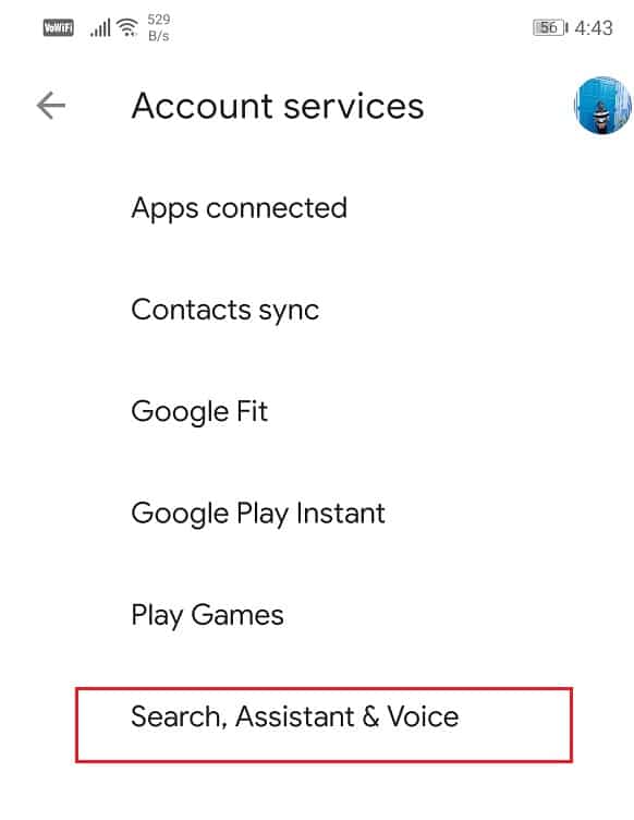 Select “Search, Assistant &Voice”