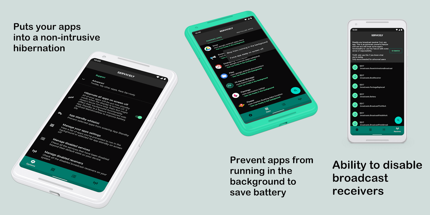Servicely - Meilleures applications d'économie de batterie pour Android