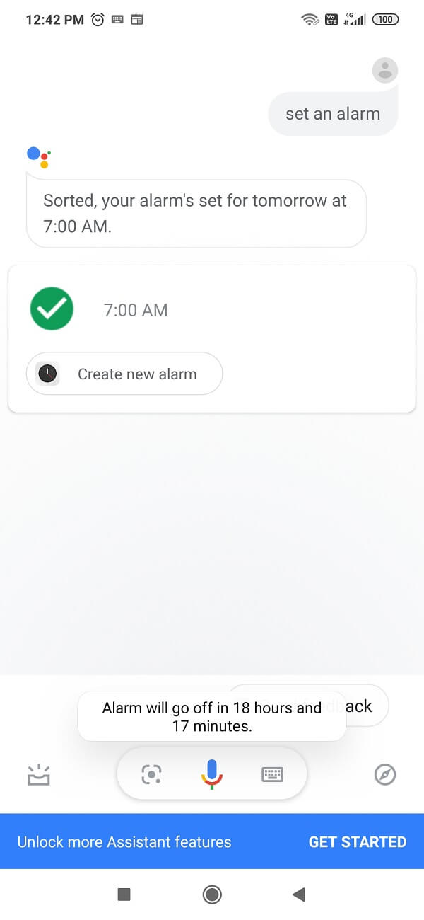 Установите будильник на Android с помощью Google Voice Assistant