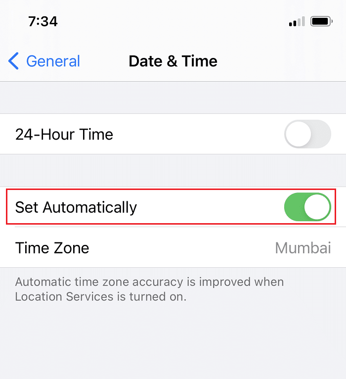 Set Date and Time Automatically