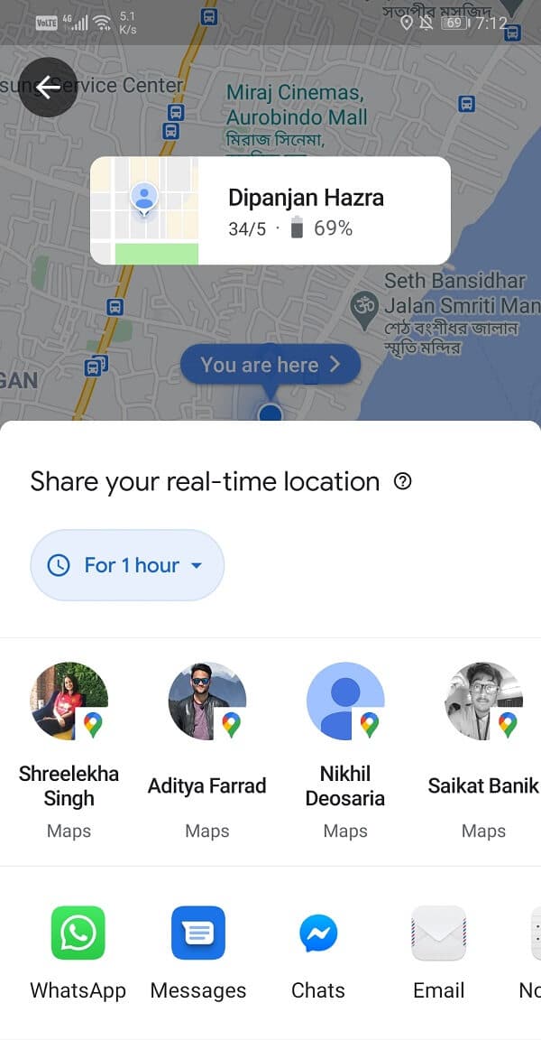 Share using Google Maps is a live location | How To Share Your Location With Friends On Android