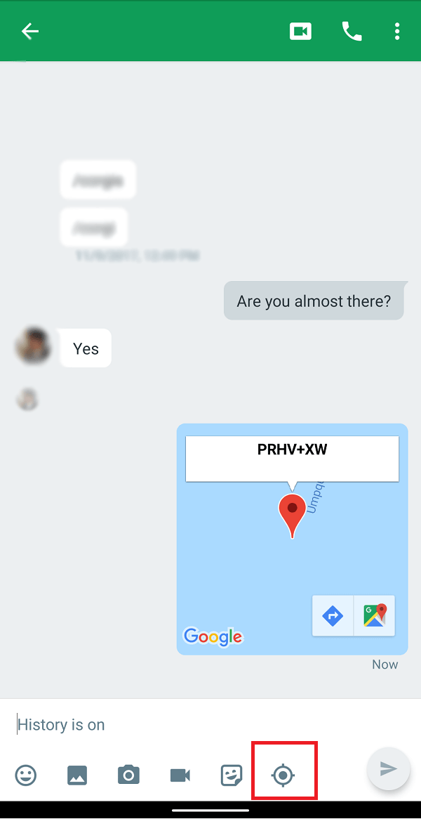 Share your location using Google Hangouts