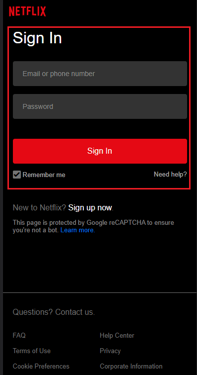 قم بتسجيل الدخول إلى تطبيق Netflix. إصلاح خطأ Netflix 5.7 على نظام أندرويد