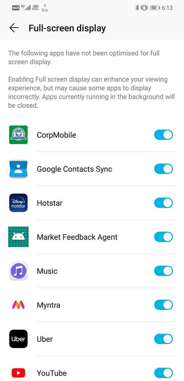 Simply toggle the switch on for various apps listed there | Fix Screen Burn-in on AMOLED or LCD display