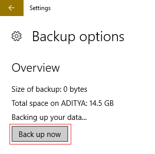 So click More option below Automatically backup my file in Backup Settings and click Backup now.