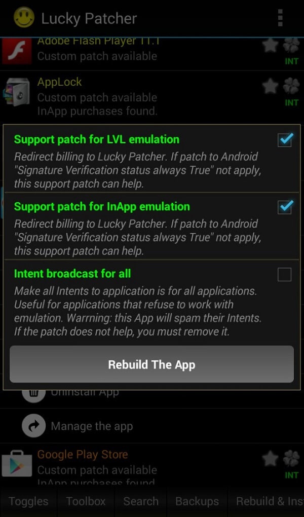 Support patch for LVL emulation_Rebuild the app