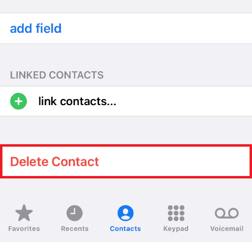 Swipe down and tap on Delete Contact