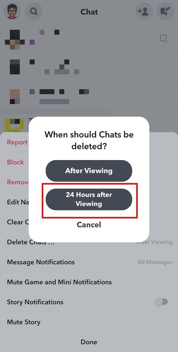 Tap on 24 hours after viewing. | How to Save Snapchat Messages for 24 hours