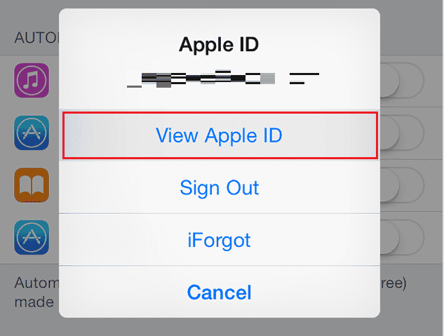 Tap on Apple ID - View Apple ID