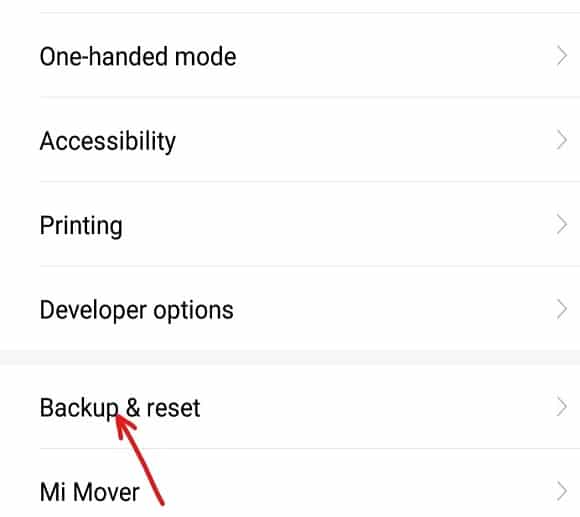 Tap on Backup and reset under additional settings
