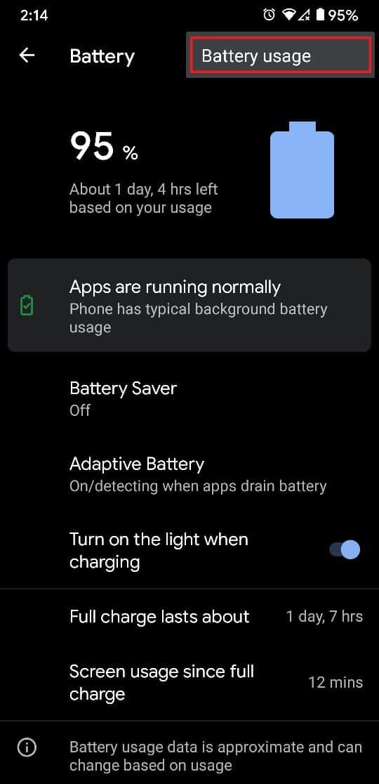 Tap on Battery Usage