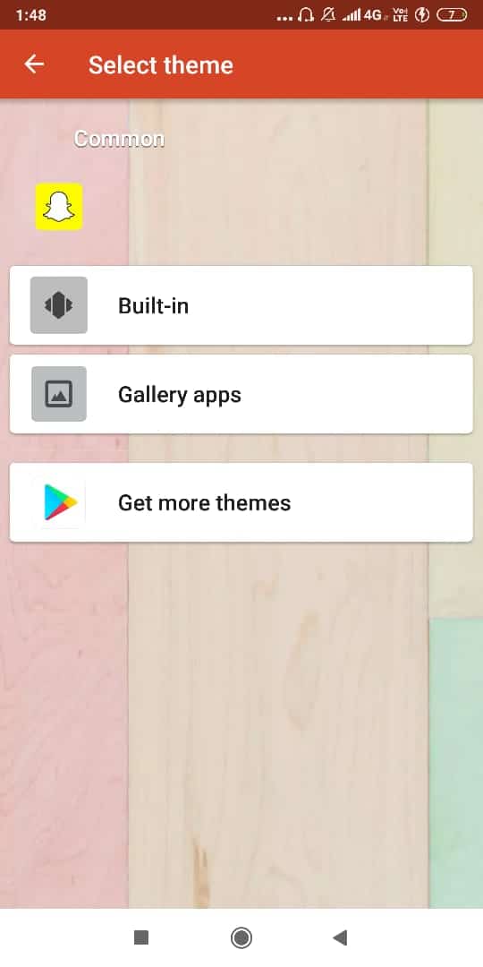 Tap on Built-in or Gallery apps to select an app icon
