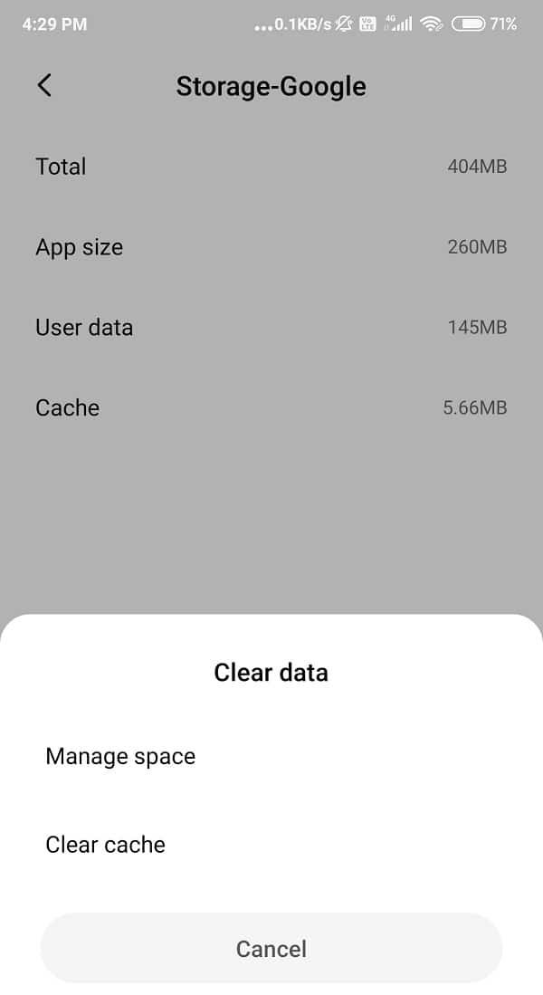 Tap on Clear Cache option