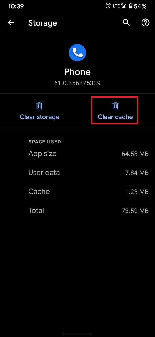 Tap on 'Clear cache' to delete the cache data associated with the application.