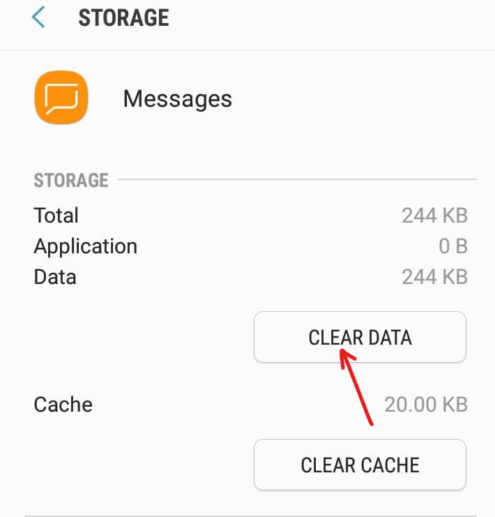 Tap on Clear data under Messaging app Storage