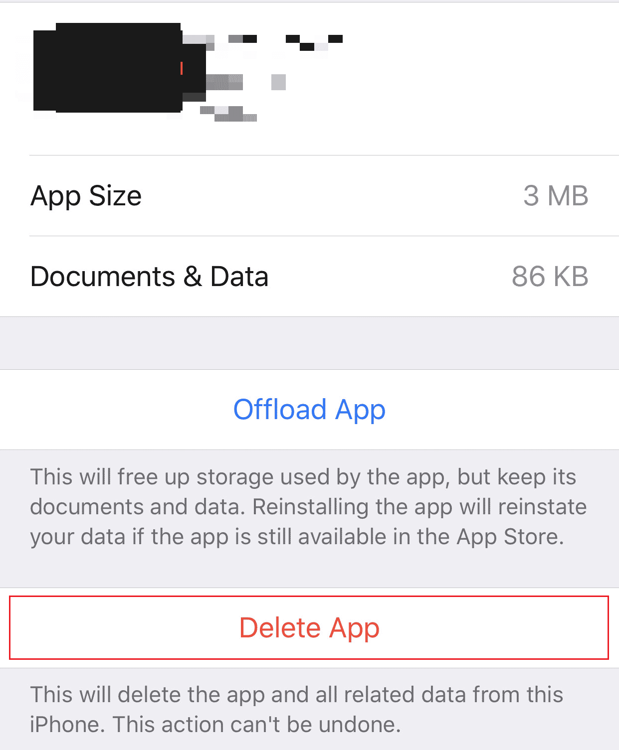 Tap on Delete App - Delete