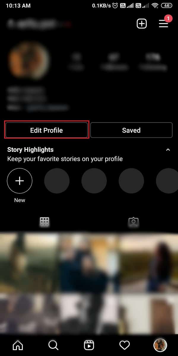 Tap on Edit profile below your bio section.