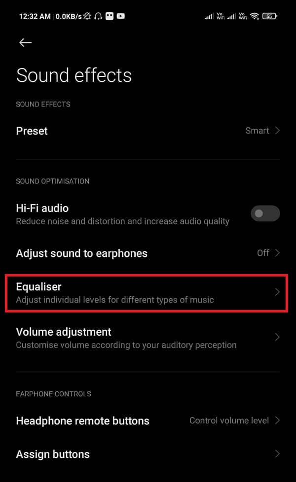 Tap on Eqaliser | How to Increase Call Volume on Android Phone