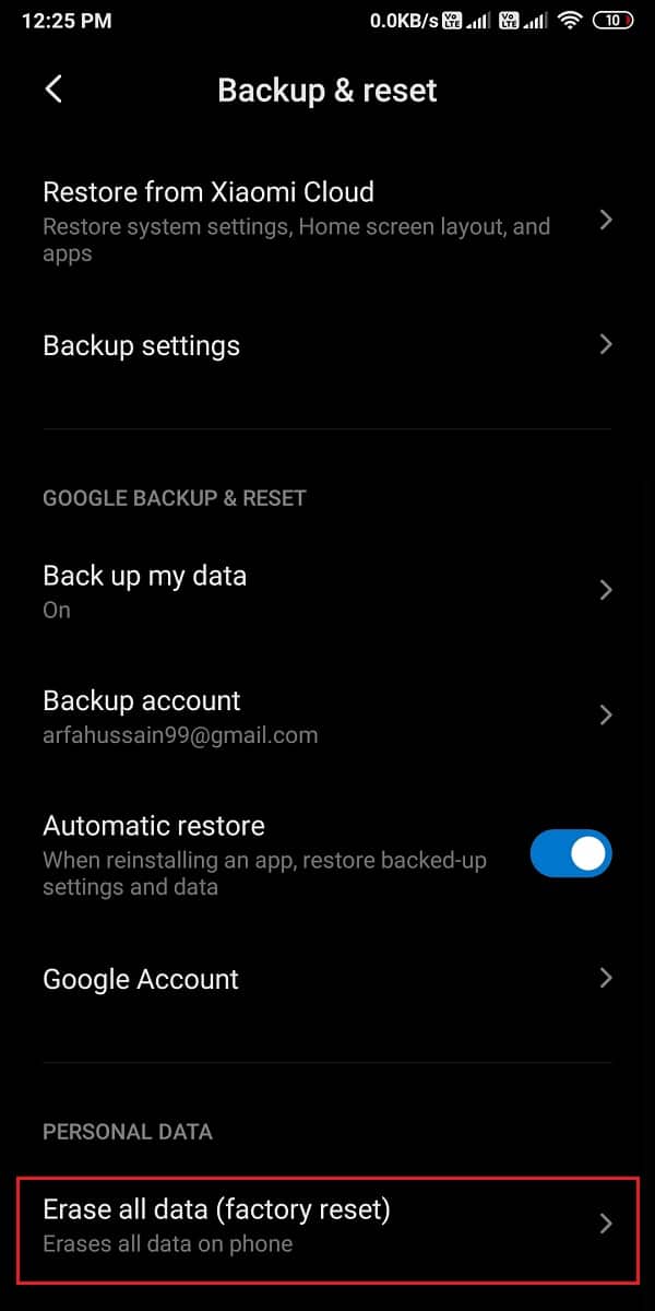 Tap on Erase all data (Factory reset) | Why does Android randomly restart? Ways to fix it!