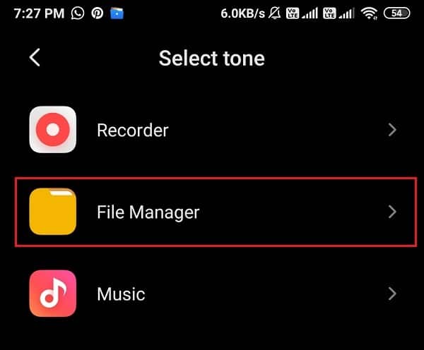 Tap on File Manager