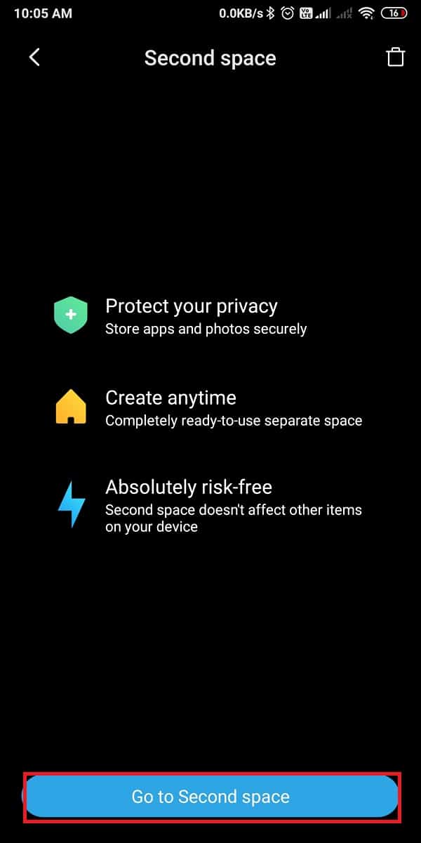 Tap on Go to the second space. How to Hide Apps on Android