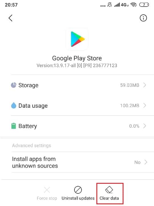 Tap on Google Play Store then tap on clear data & clear cache | Fix Android.Process.Media Has Stopped Error