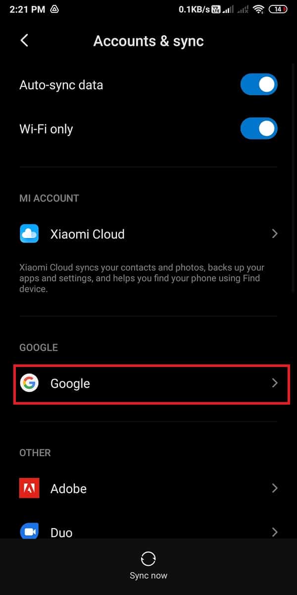 Tap on Google to access your Google account. | Fix Unable To Download Apps On Your Android Phone