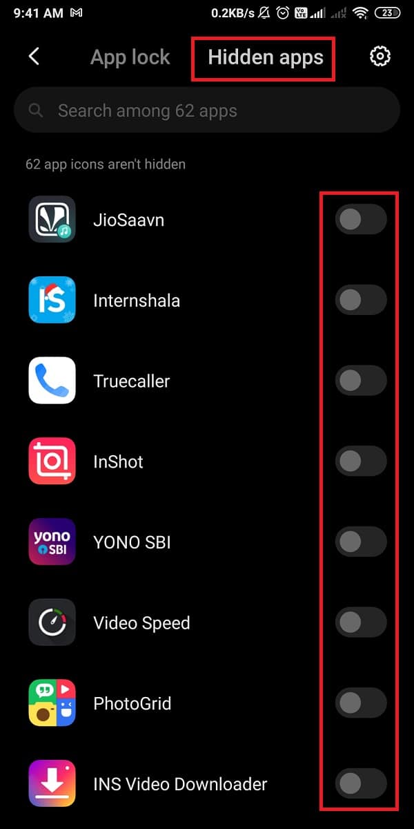 Tap on Hidden apps from the top of the screen to hide apps. How to Hide Apps on Android