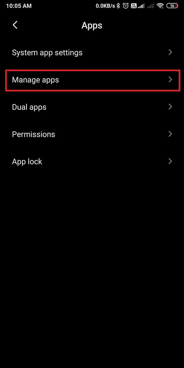 Tap on Manage Apps