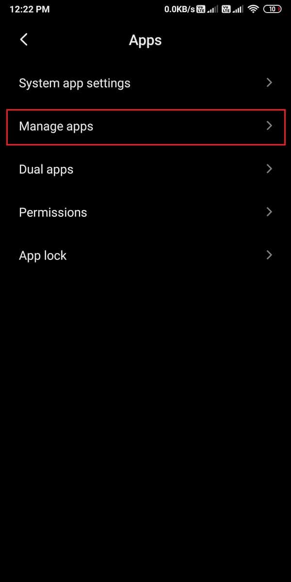 Tap on Manage apps