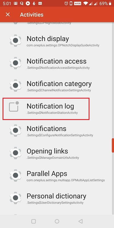 Tap on Notification Log option | How to Recover Deleted Notifications on Android