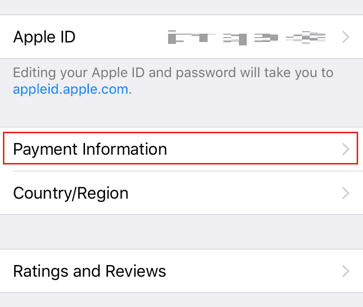 Tap on Payment Information and enter your Apple ID Password | How to Remove Credit Card from Apple ID
