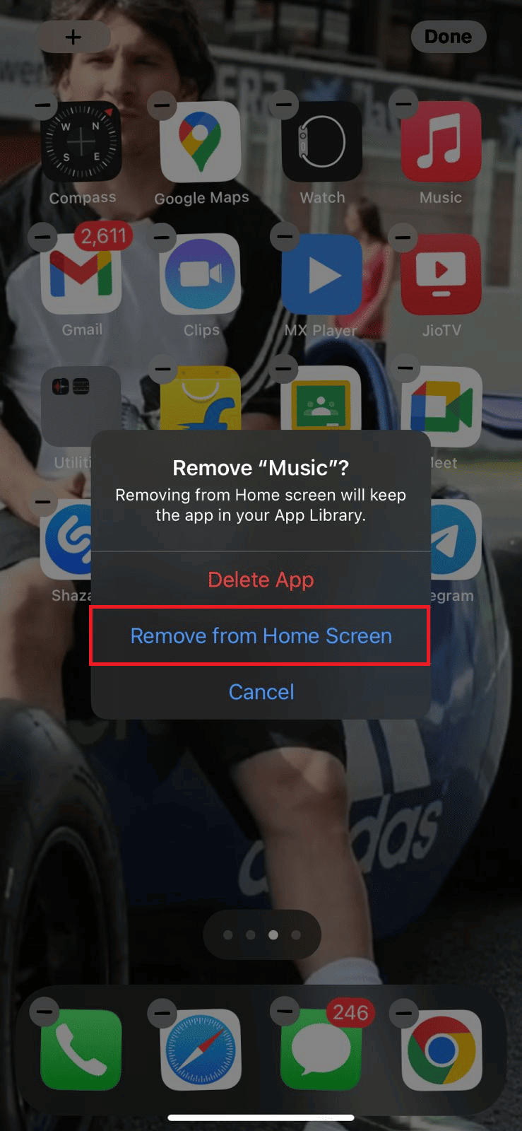 Tap on Remove from Home Screen