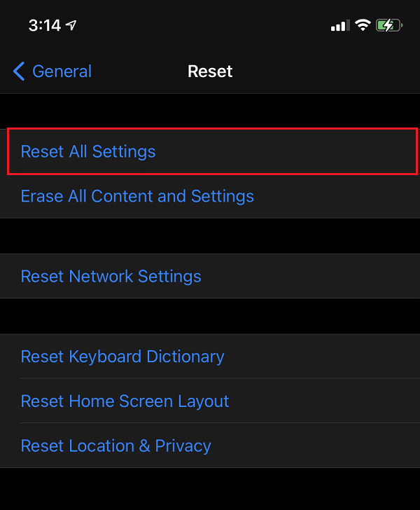 Tap on Reset All Settings