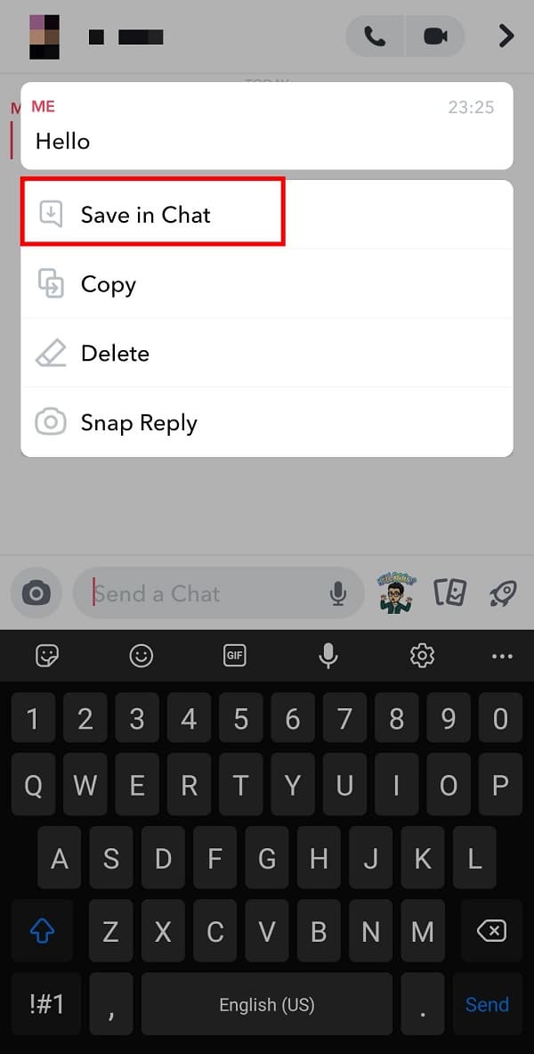 Tap on Save in chat to permanently save this chat on Snapchat. 
