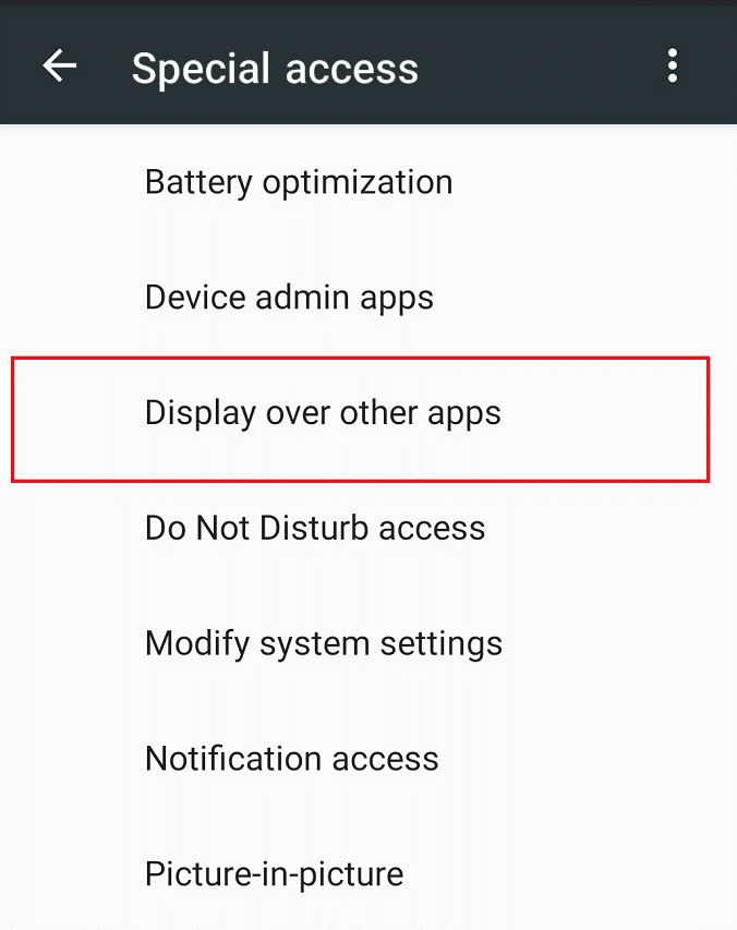 Tap on Special access and then select Draw over other apps