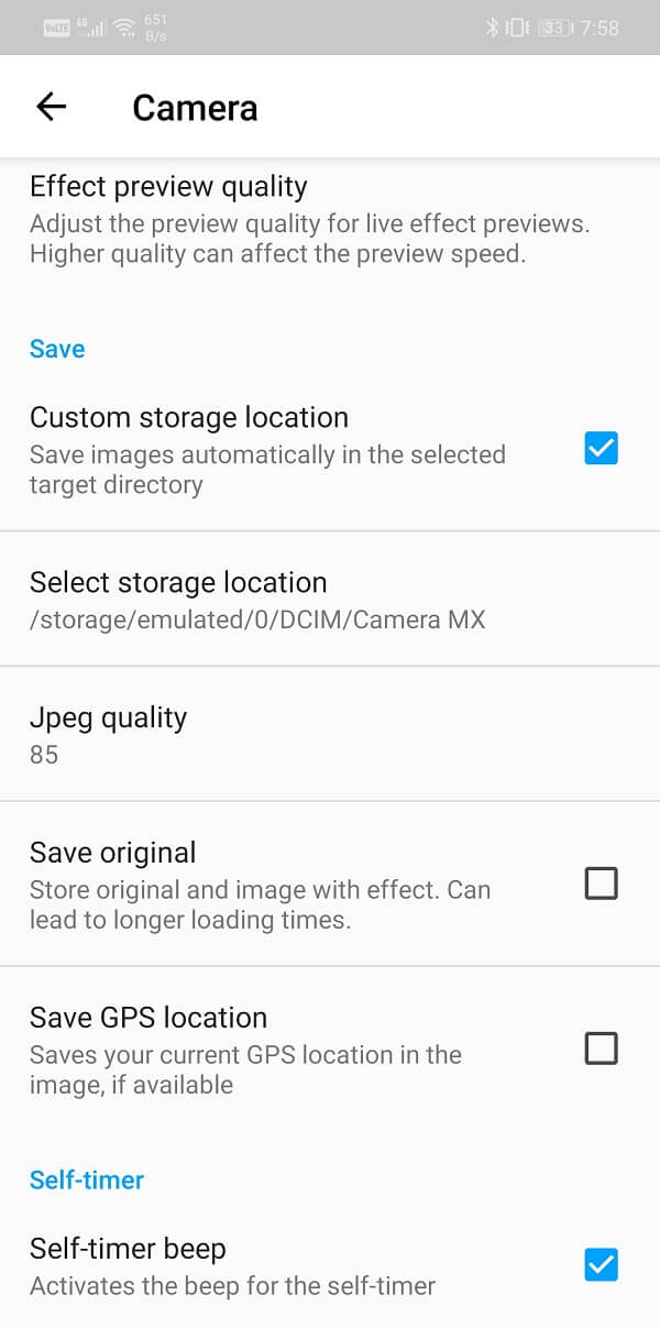 Tap on Storage location option
